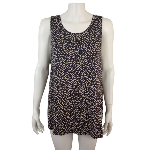 Nine West Soft Spun Navy Blue Beige Abstract Dot Print Sleeveless Tank Tunic XXL - Picture 1 of 5